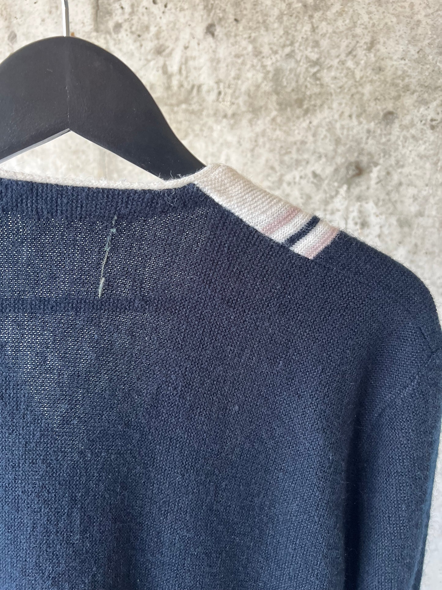 70s Black & White Striped Cardigan