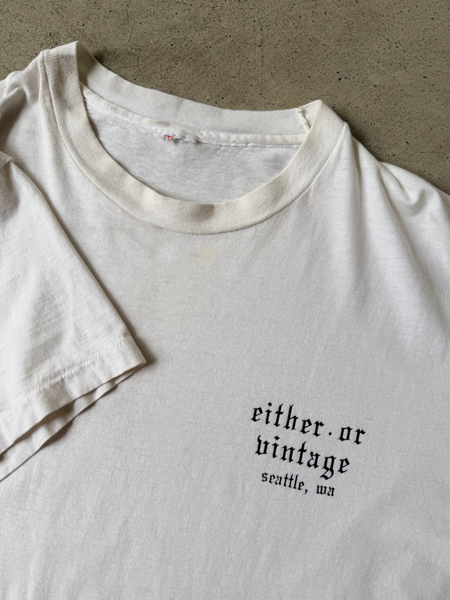 Either/Or Vintage “Jester” T-shirt, Large 21”x29”