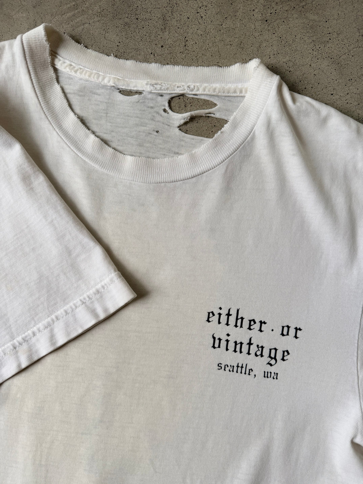 Distressed Either/Or Vintage “Jester” T-shirt, Medium 18.5”x30”
