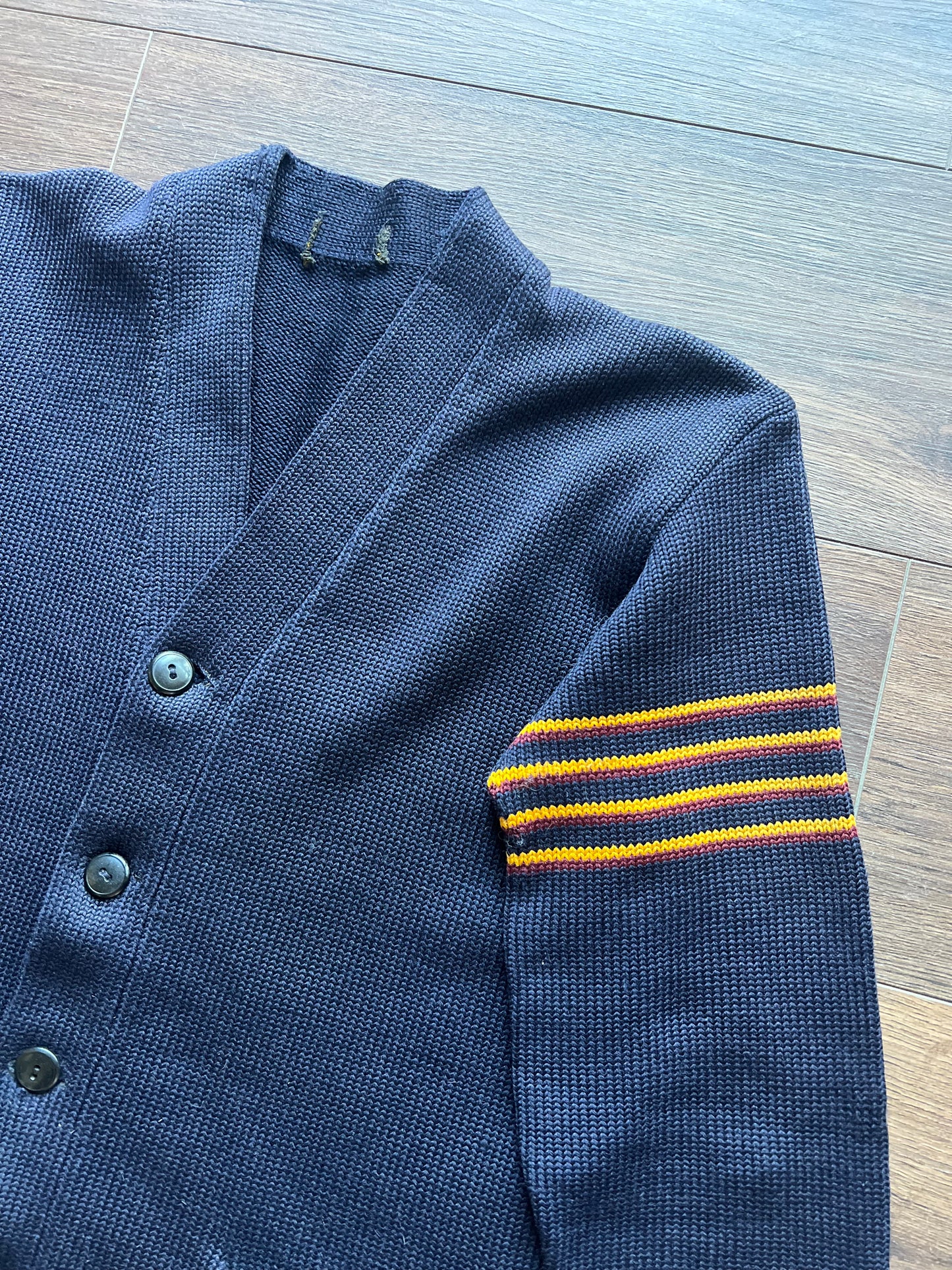 40s Distressed Navy Blue Cardigan