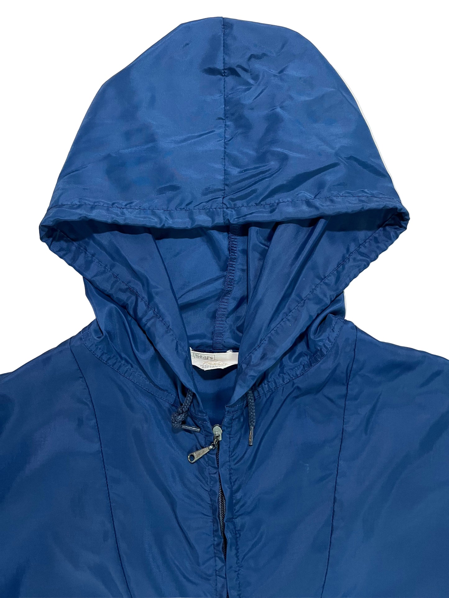 1960s Sears Fashion Navy Blue Quarter Zip Nylon Windbreaker