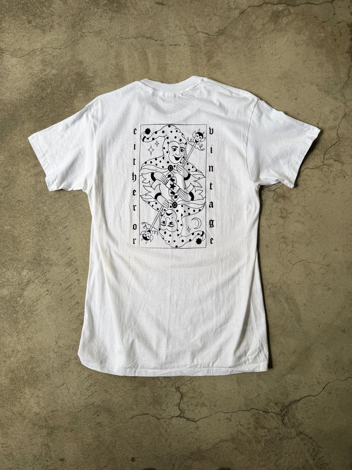 Either/Or Vintage “Jester” T-shirt, Large 19.5”x31”