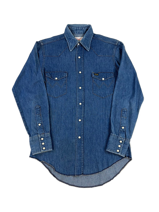 1970s Wrangler Denim Pearl Snap Button Down Shirt