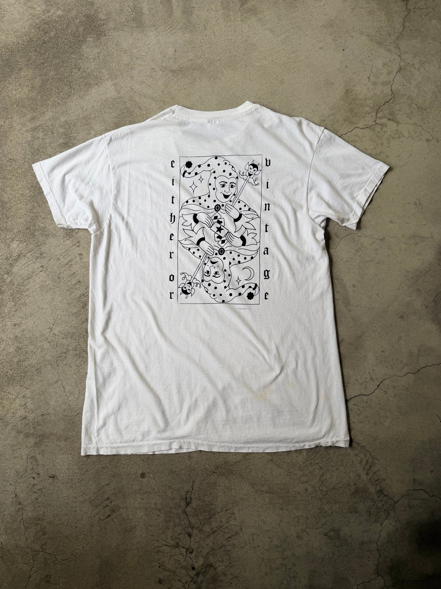 Either/Or Vintage “Jester” T-shirt, Large 21”x29”
