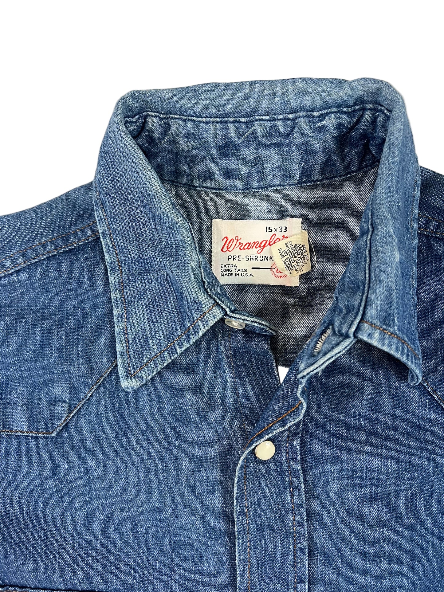1970s Wrangler Denim Pearl Snap Button Down Shirt