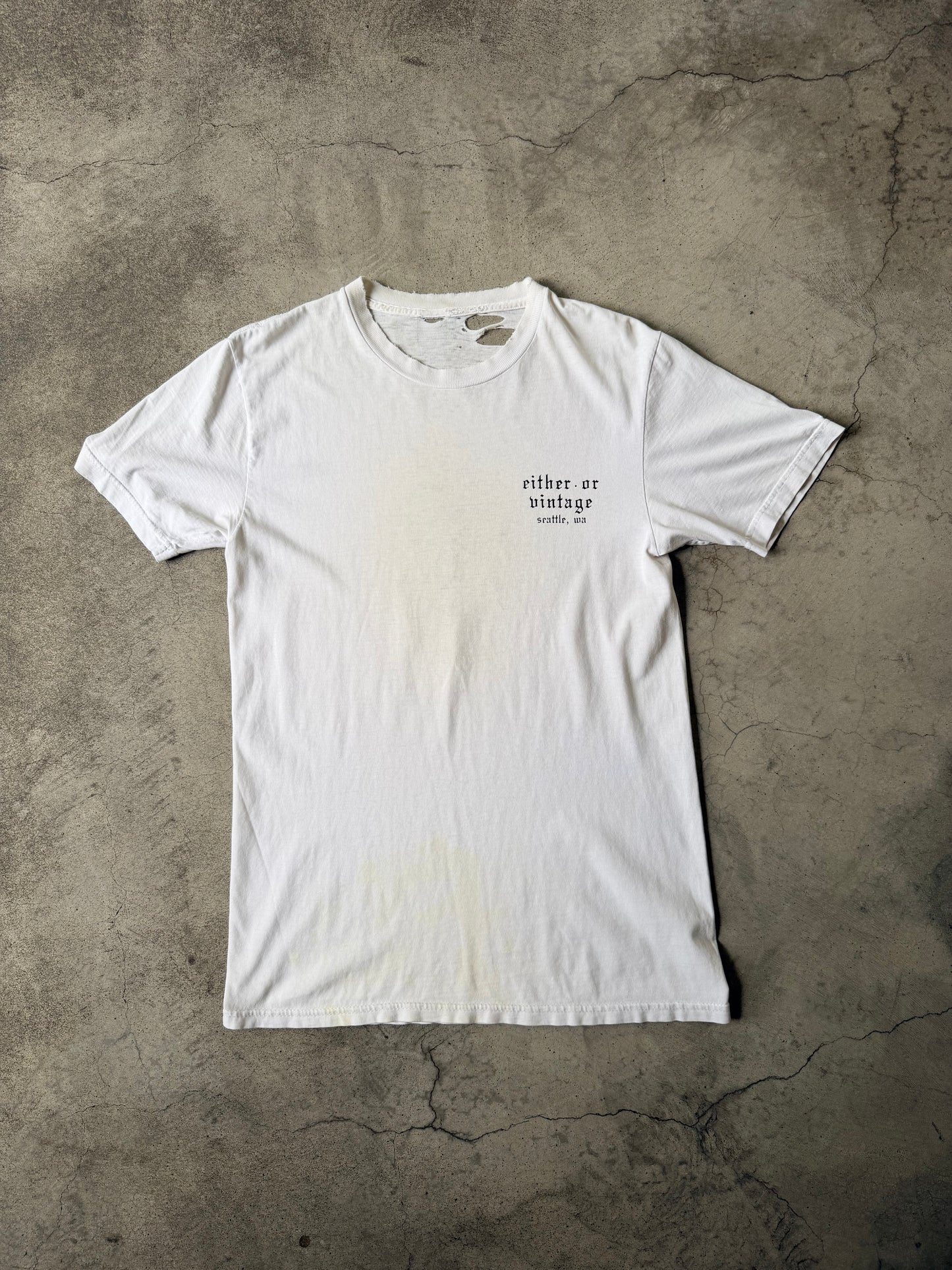 Distressed Either/Or Vintage “Jester” T-shirt, Medium 18.5”x30”