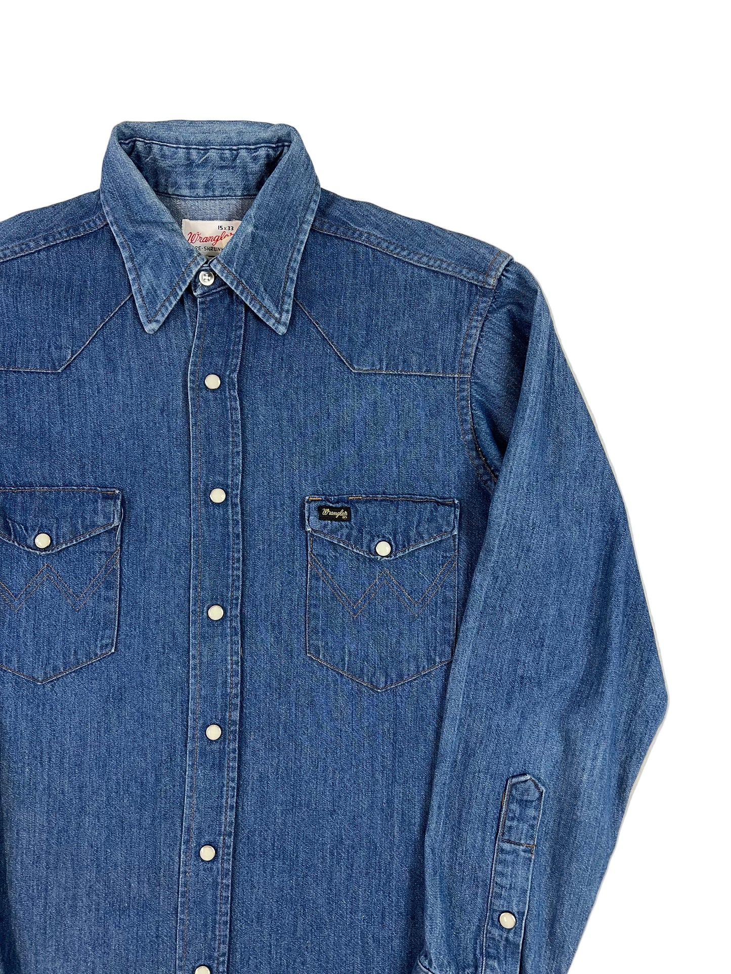 1970s Wrangler Denim Pearl Snap Button Down Shirt