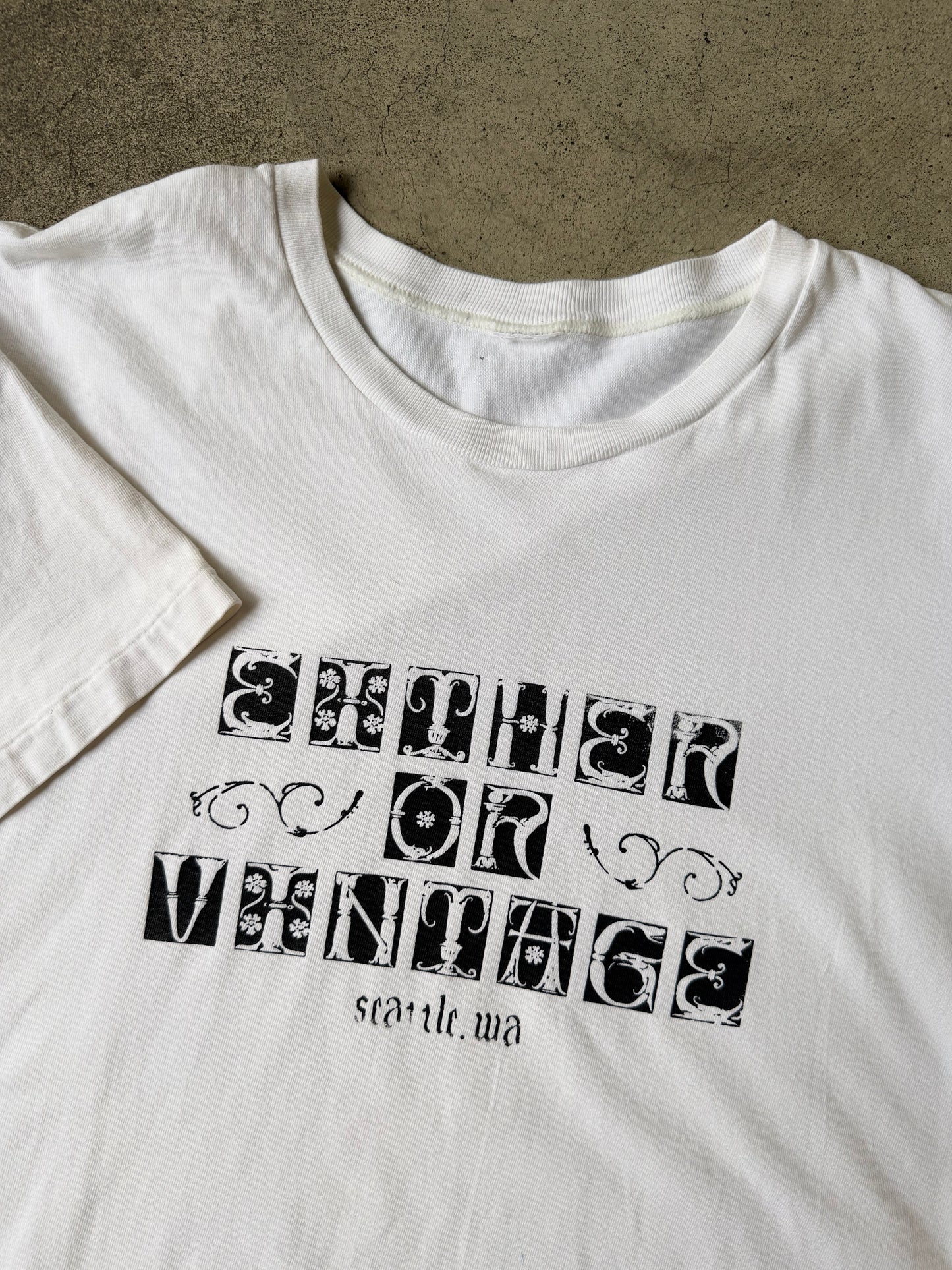Either/Or Vintage “Block Letter” T-shirt, Large 20”x27”