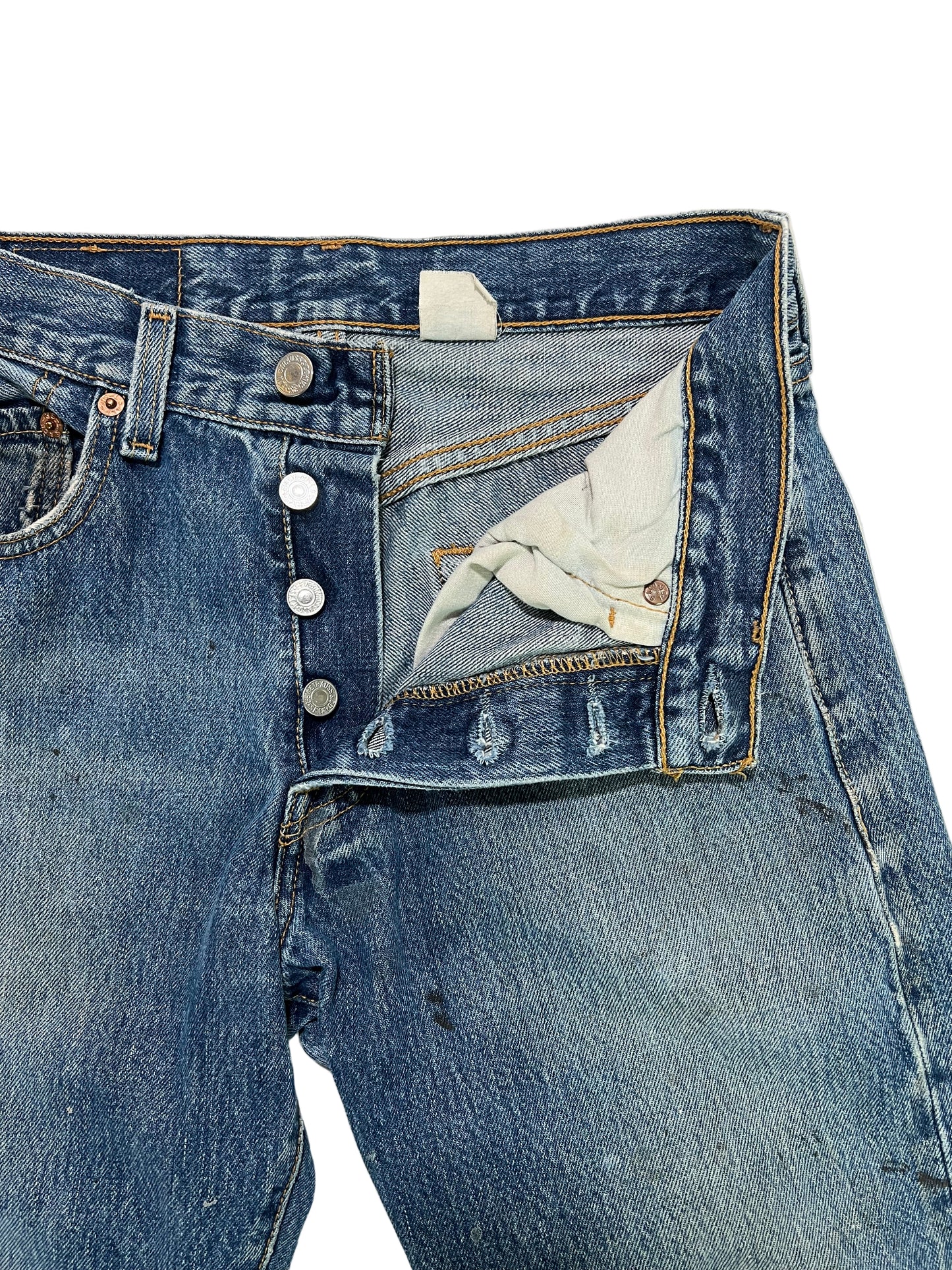 Vintage Paint Splattered Button Fly Made in Mexico Levi’s 27”x29”