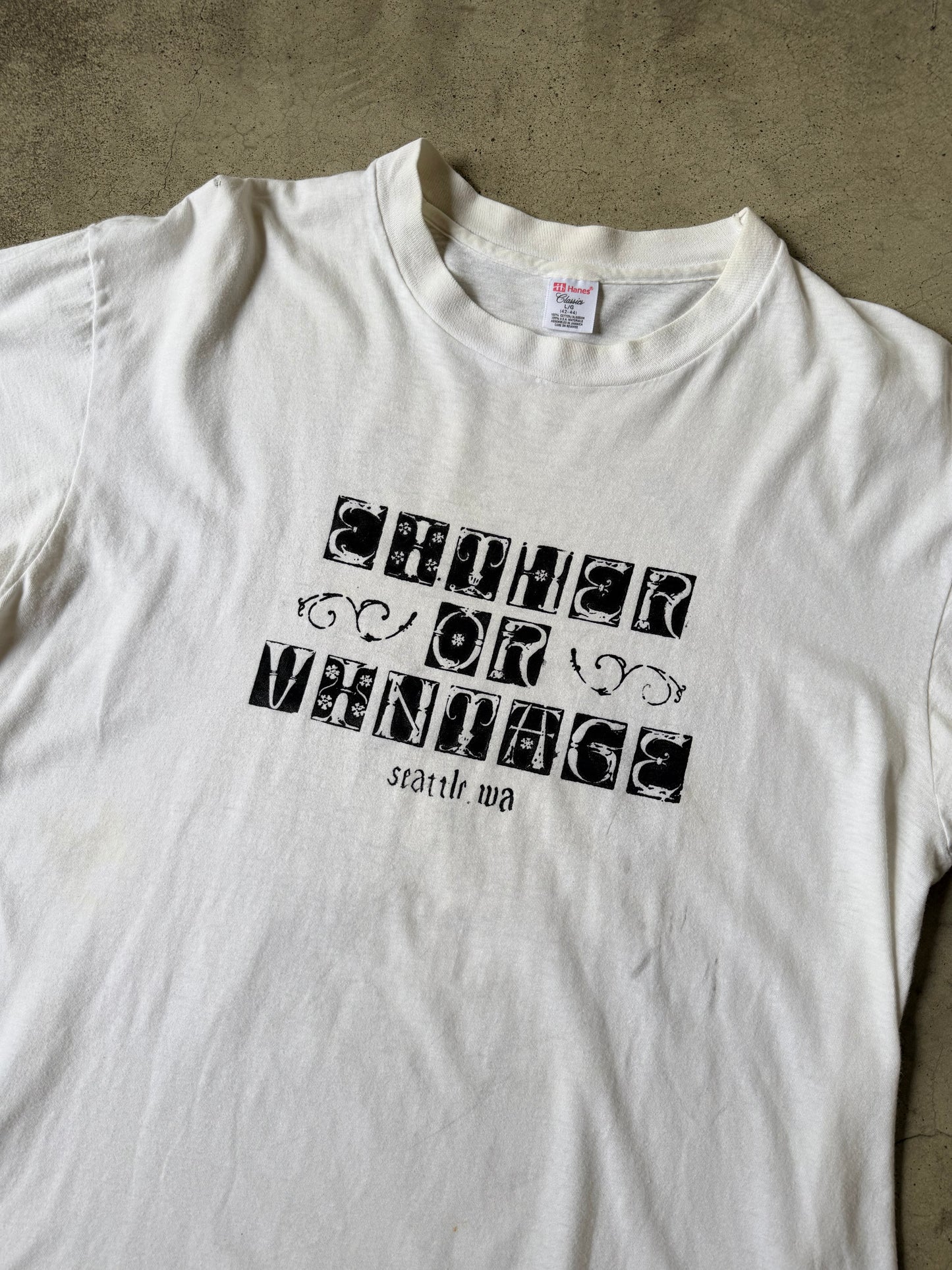 Either/Or Vintage “Block Letter” T-shirt, Large 22”x28.5”