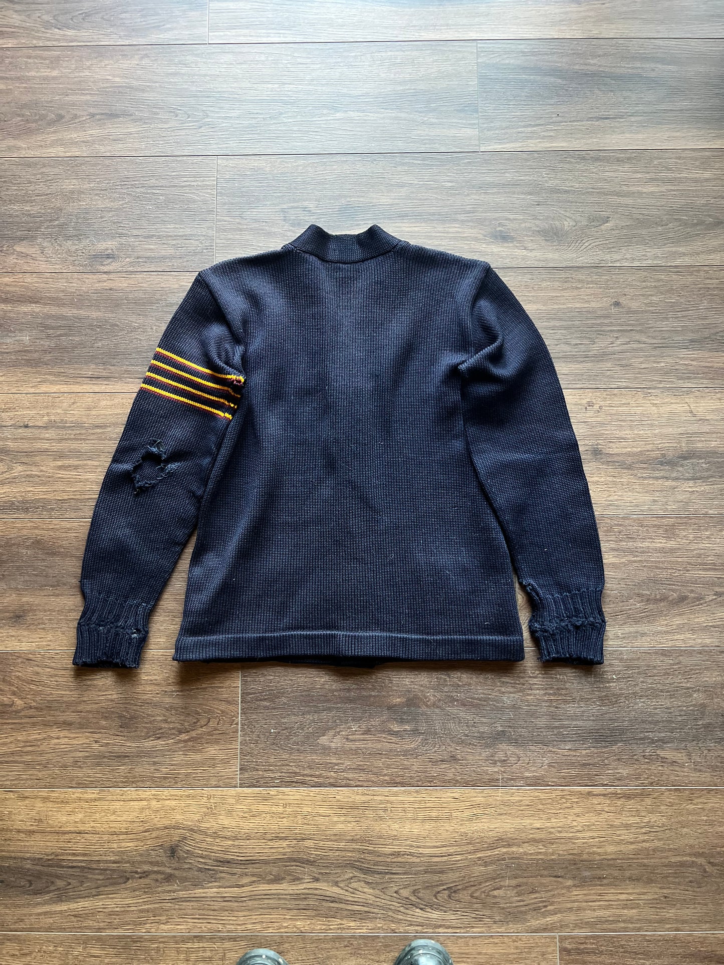 40s Distressed Navy Blue Cardigan