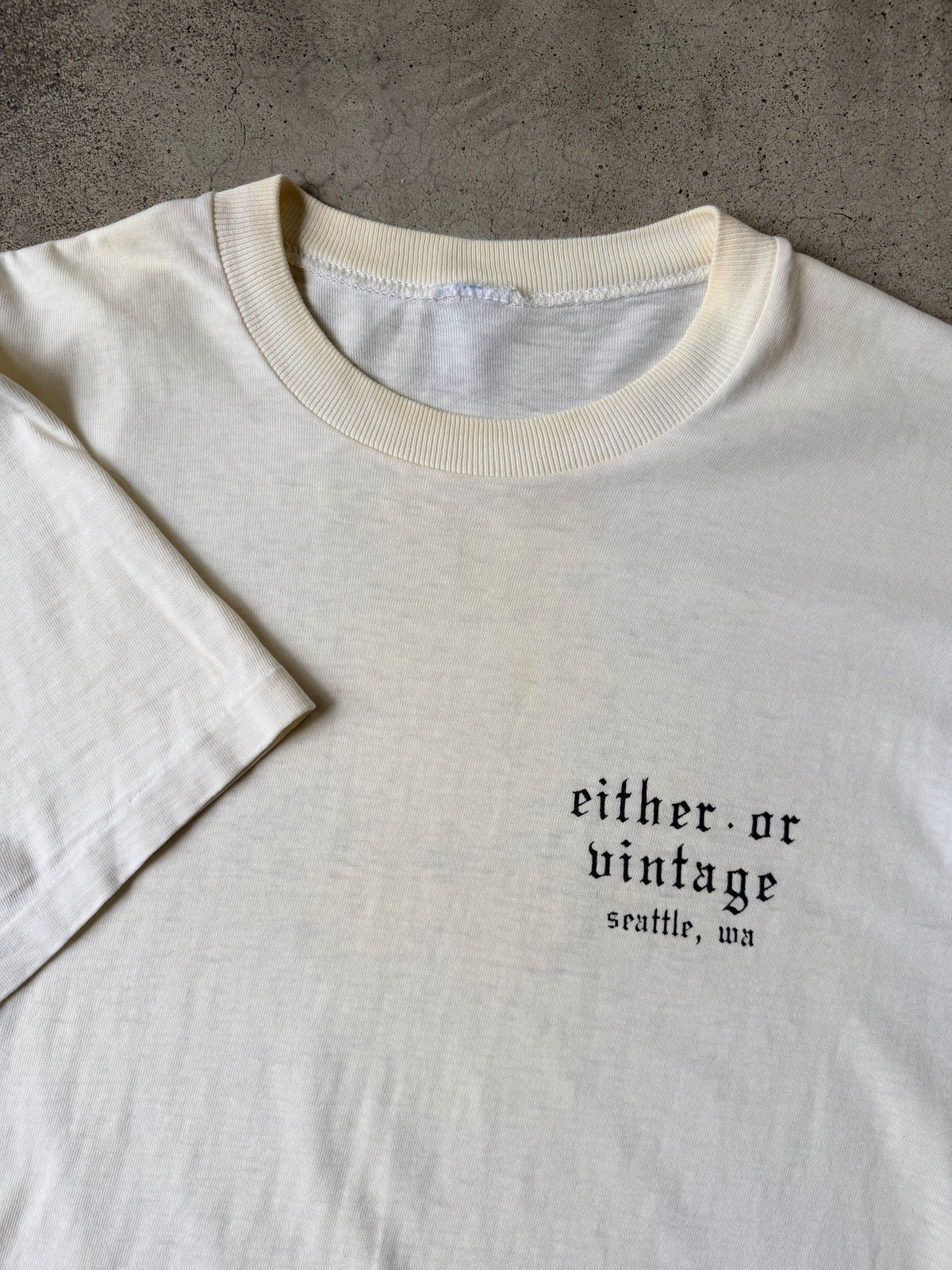 Either/Or Vintage “Jester” T-shirt, Large 19”x27.5”