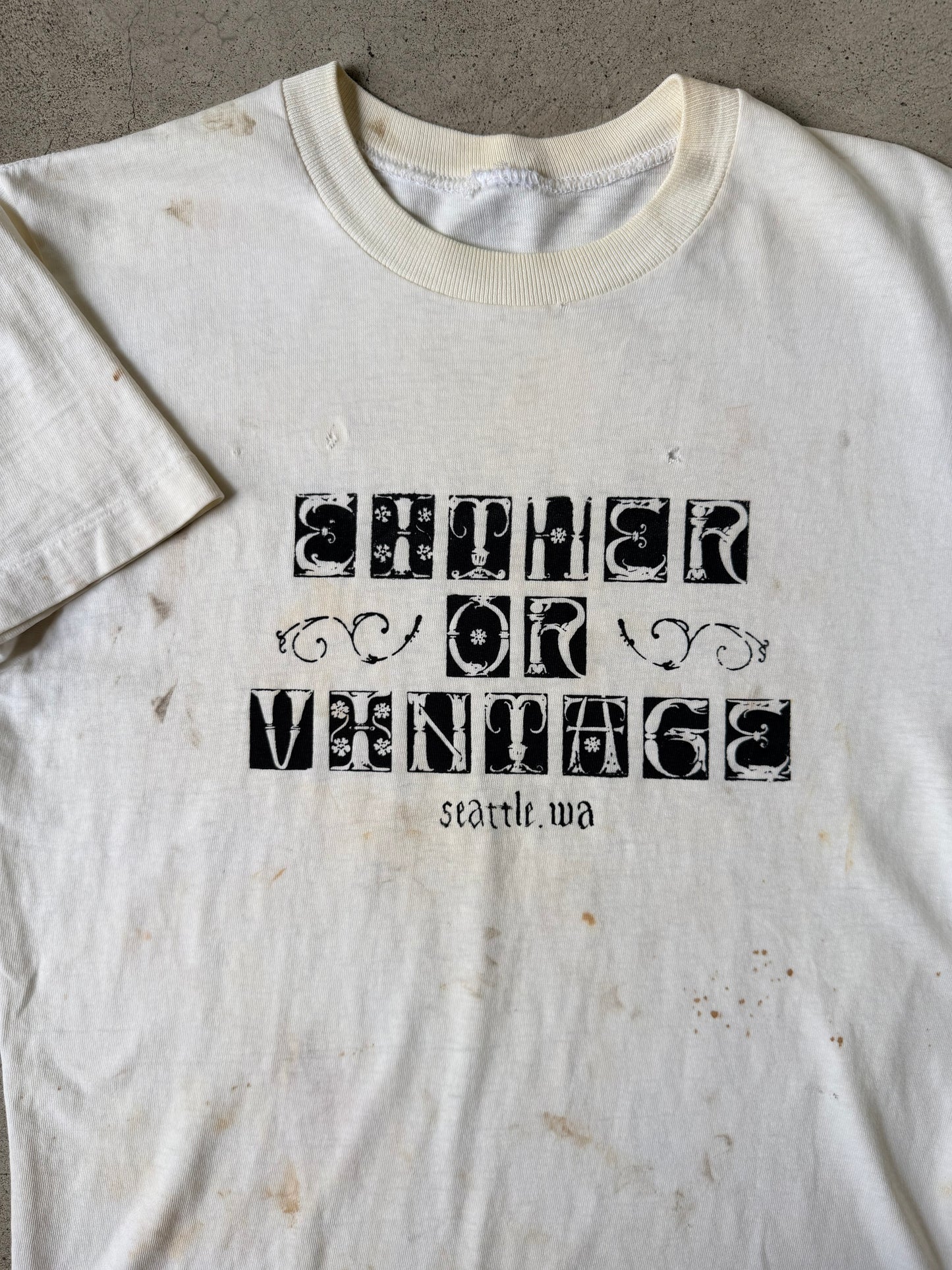 Distressed Either/Or Vintage “Block Letter” T-shirt, Medium 18”x27”