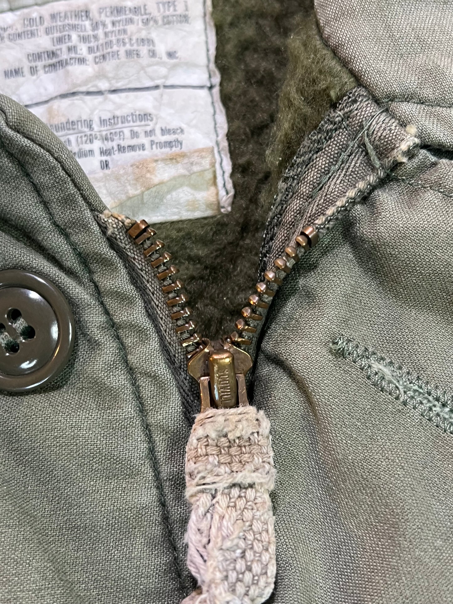 Vintage A-2 Deck Jacket Olive Green - Broken Zipper