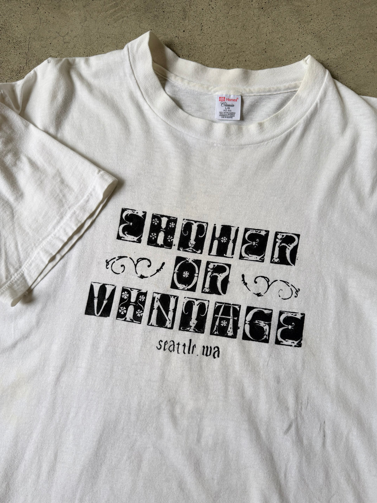 Either/Or Vintage “Block Letter” T-shirt, Large 22”x28.5”