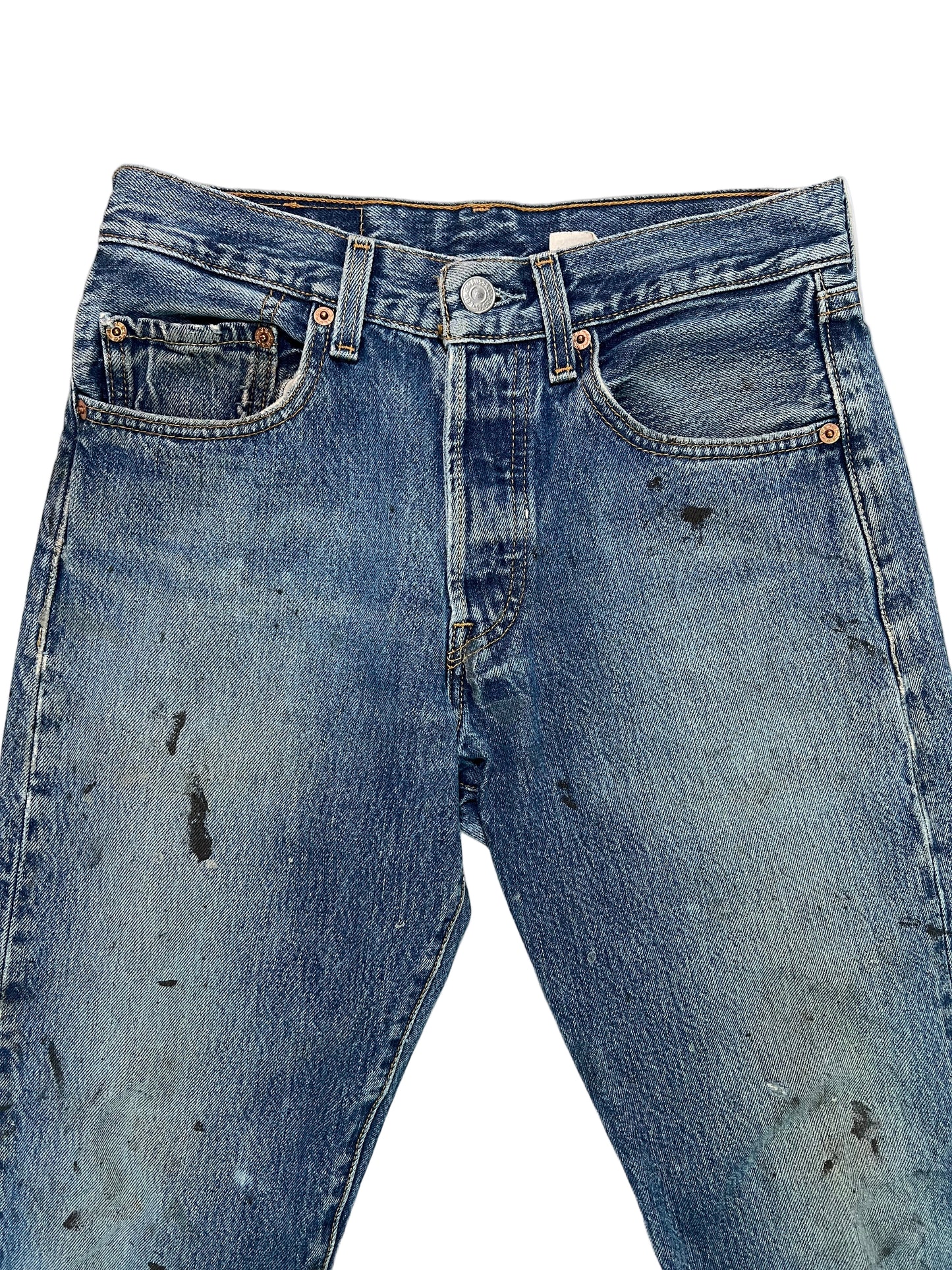 Vintage Paint Splattered Button Fly Made in Mexico Levi’s 27”x29”