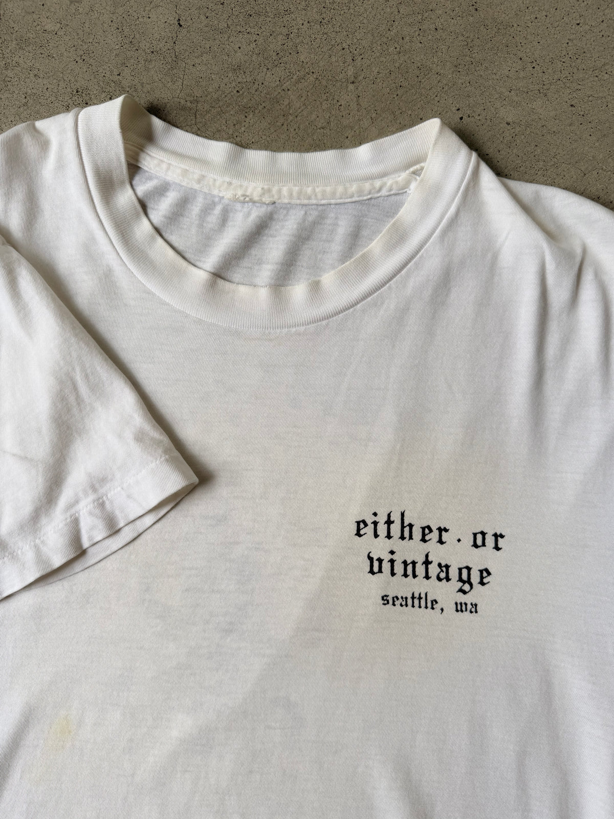 Either/Or Vintage “Jester” T-shirt, XL 22.5”x27”