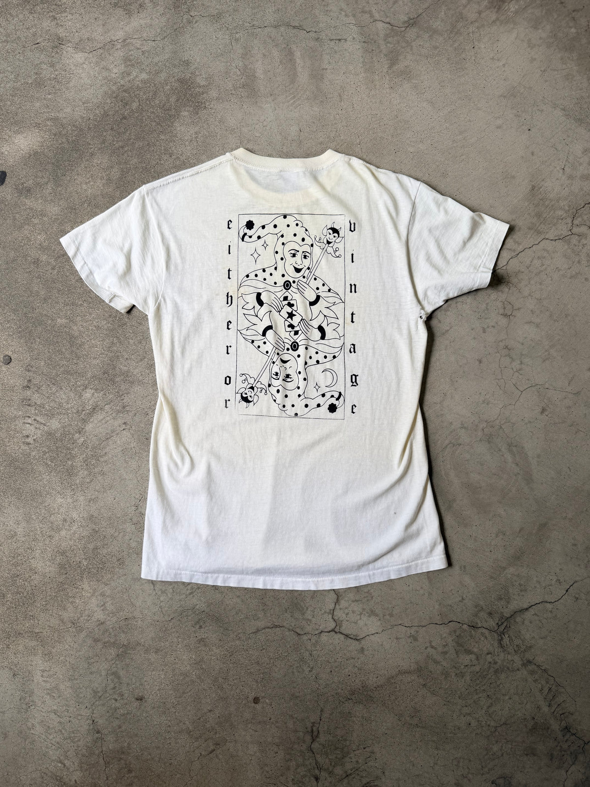 Either/Or Vintage “Jester” T-shirt, Large 19”x27.5”