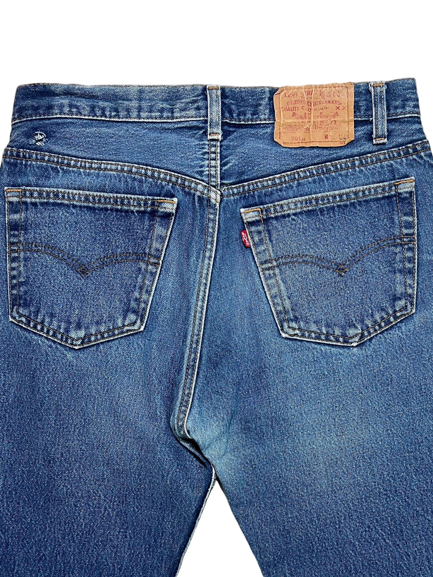 Made in USA Levi’s 501 with Bandana Repair 31”x30”