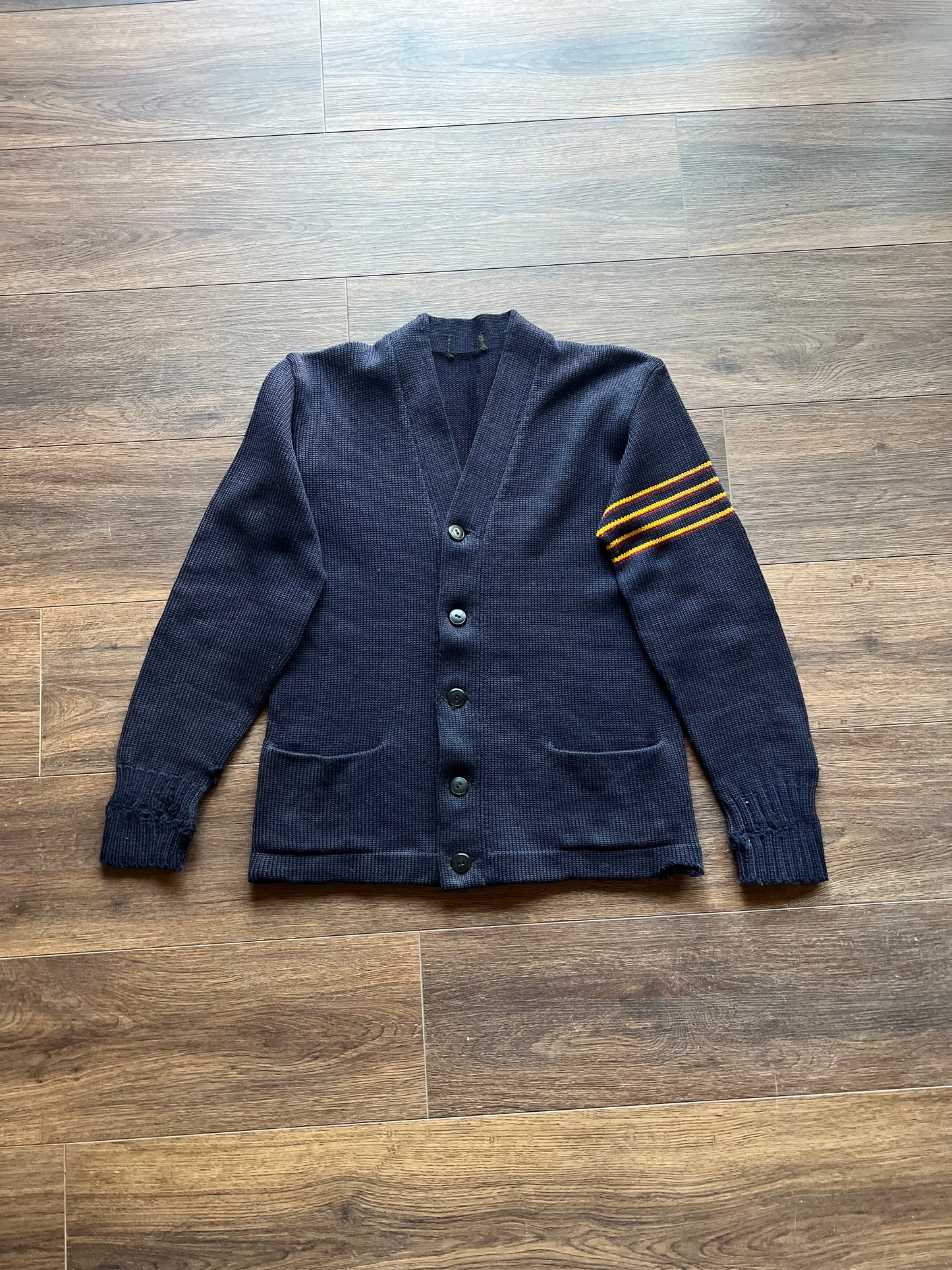 40s Distressed Navy Blue Cardigan