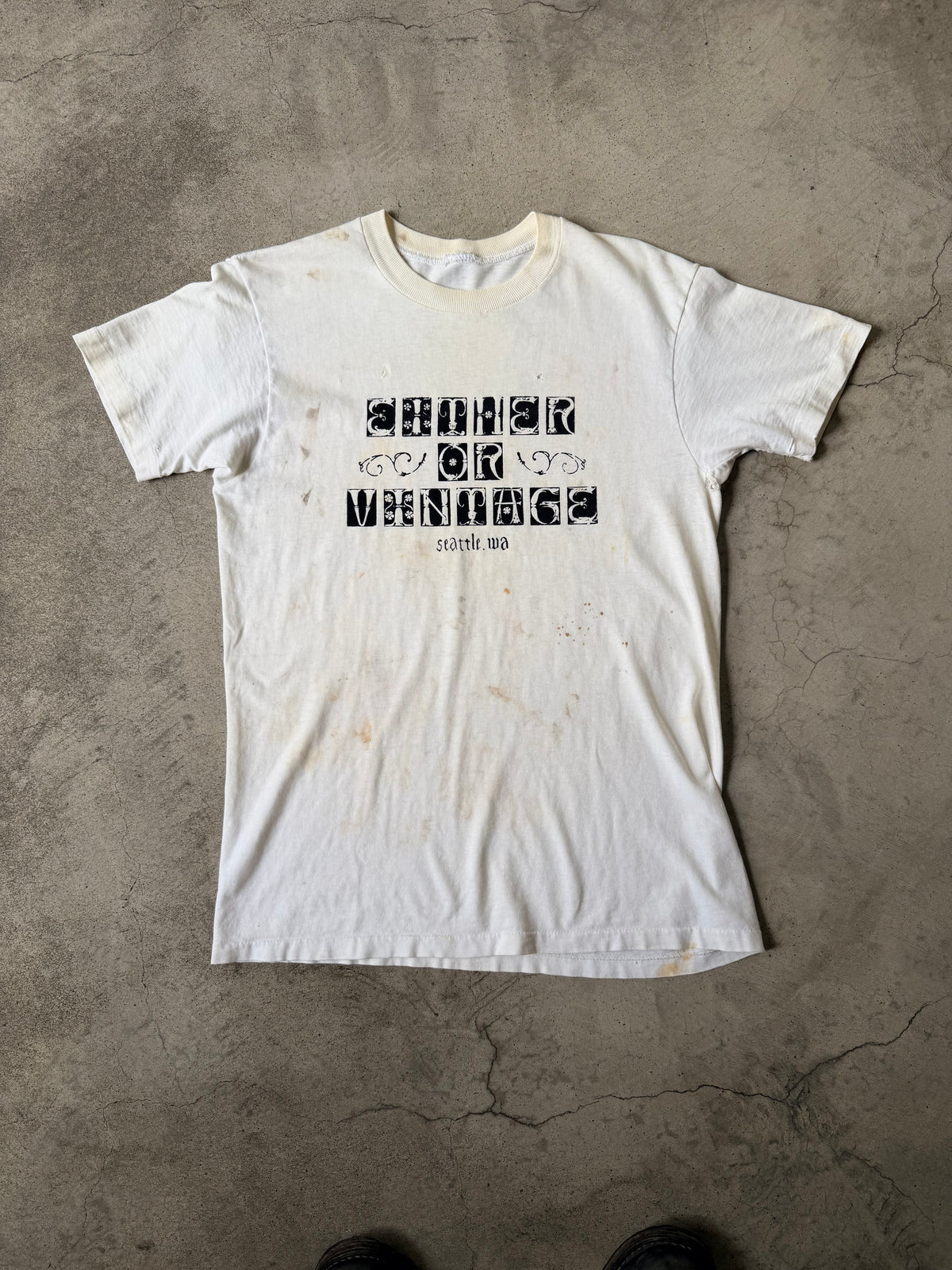 Distressed Either/Or Vintage “Block Letter” T-shirt, Medium 18”x27”