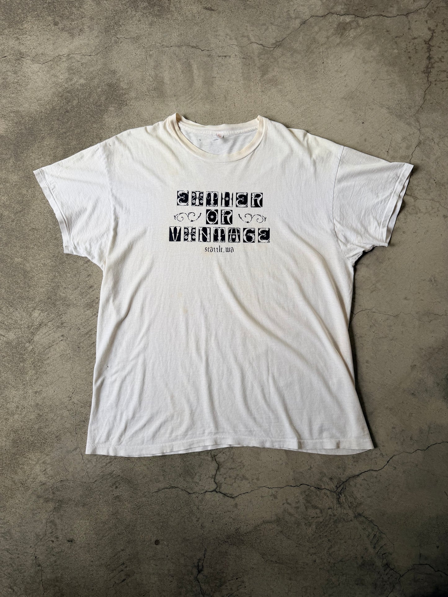 Either/Or Vintage “Block Letter” T-shirt, XL 24” x 30”