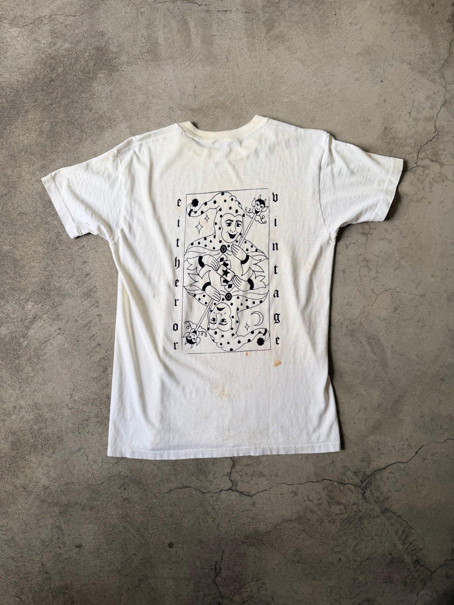 Distressed Either/Or Vintage “Block Letter” T-shirt, Medium 18”x27”