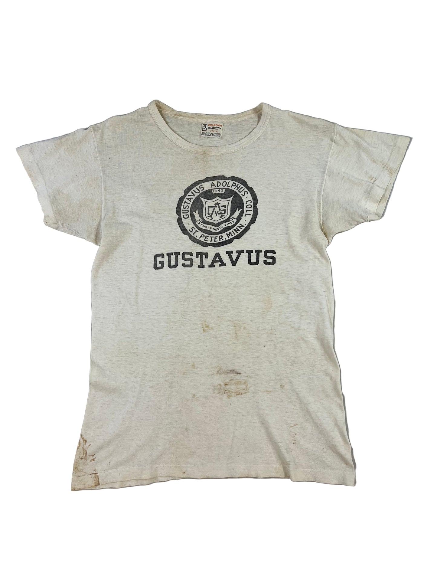 1930s/40s Gustavus Aldolphus College Champion Running Man T-Shirt