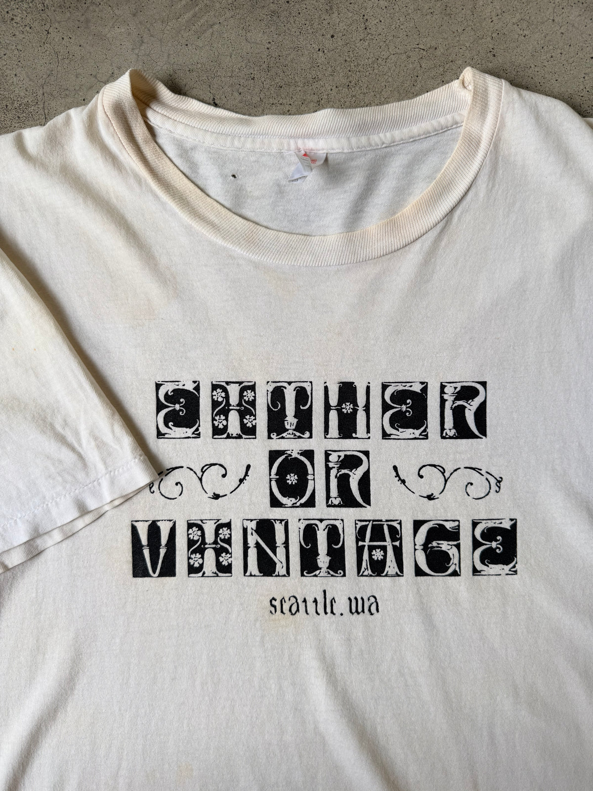 Either/Or Vintage “Block Letter” T-shirt, XL 24” x 30”