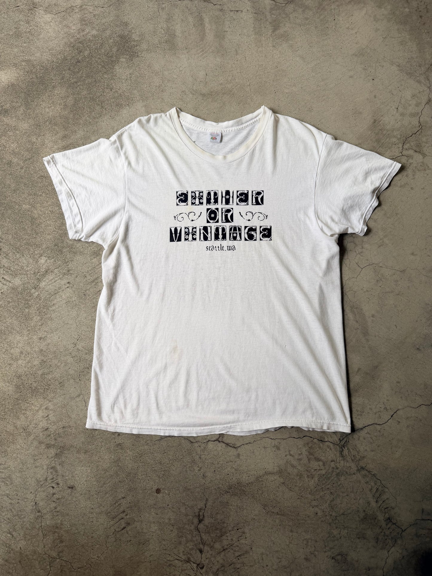 Either/Or Vintage “Block Letter” T-Shirt, Large 22”x29”