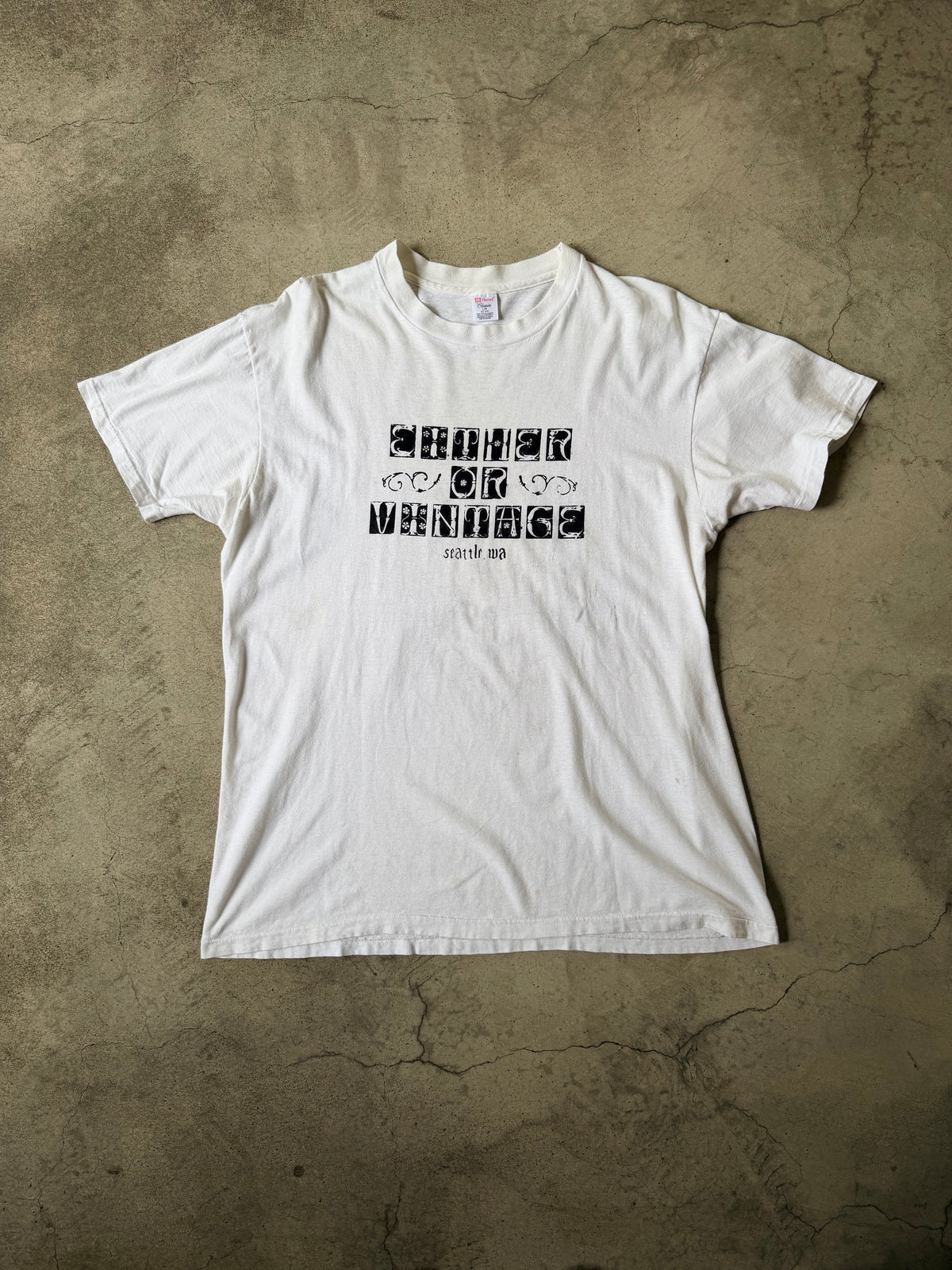 Either/Or Vintage “Block Letter” T-shirt, Large 22”x28.5”