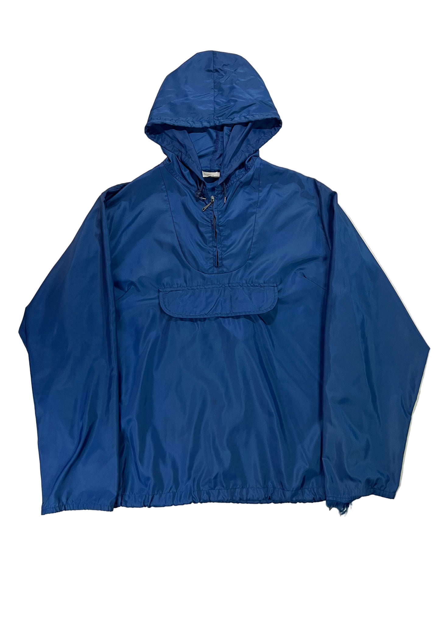 1960s Sears Fashion Navy Blue Quarter Zip Nylon Windbreaker