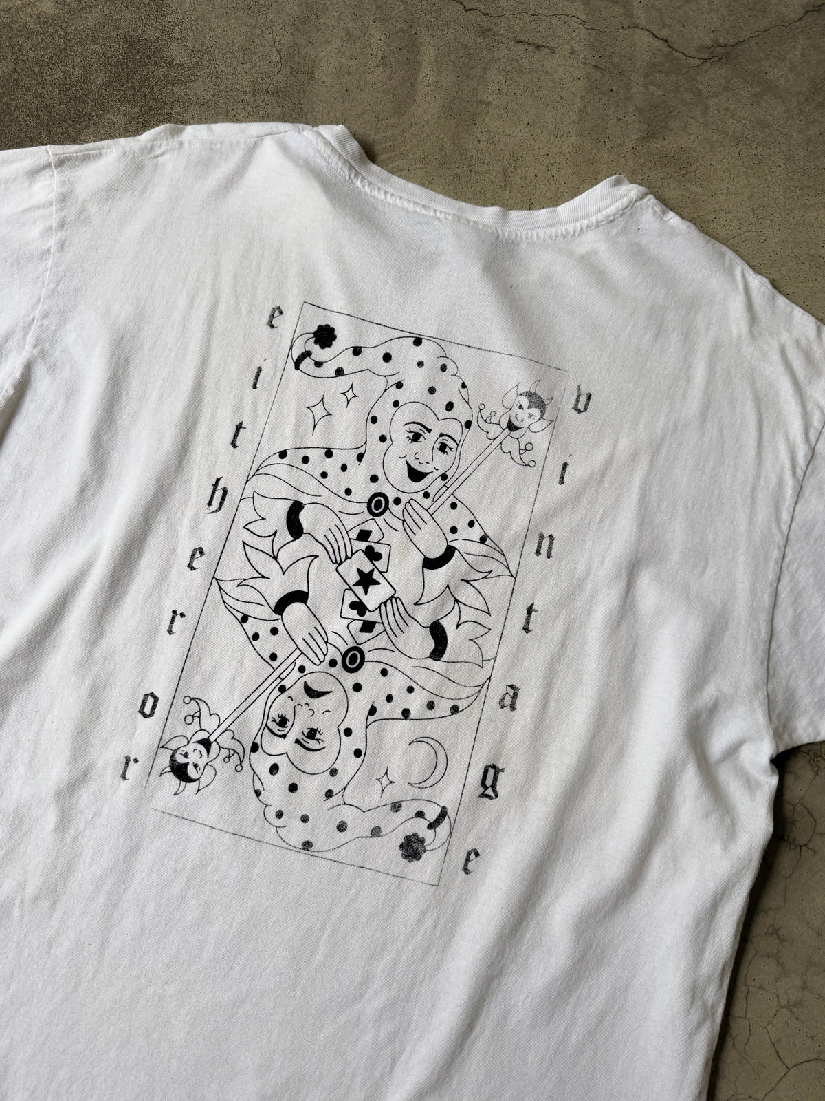 Either/Or Vintage “Jester” T-shirt, XL 23”x30”